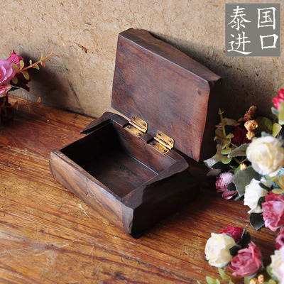 木质收纳盒东南亚特色礼品创意复古首饰盒泰国手工艺品柚木盒子