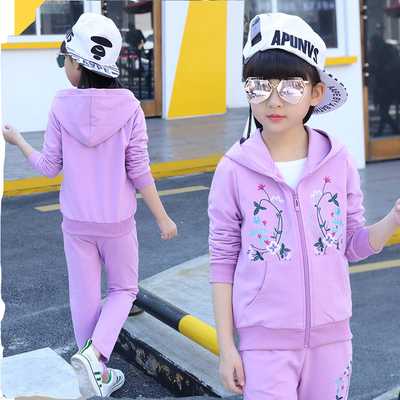 童装女童春装2017新款10三件套装纯棉女孩韩版衣服运动12岁学生潮