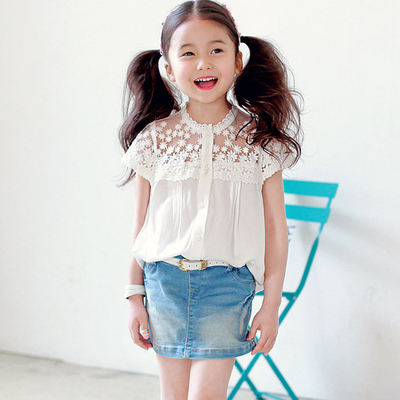 夏新款韩版牛仔裙半裙韩国儿童裙裤女童裙子配腰带
