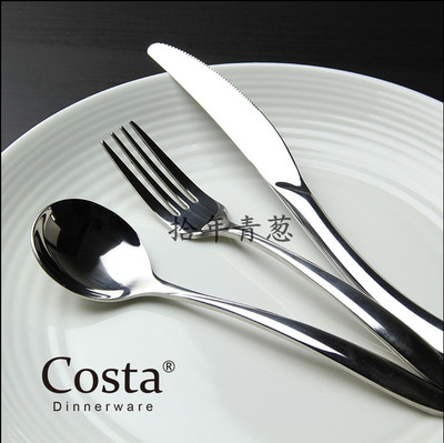 高档Costa不锈钢西餐牛排刀叉勺三件套 出口英国西餐餐具套装包邮