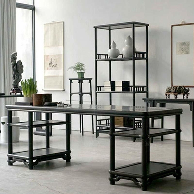 新中式实木书桌椅 禅意现代办公大班桌写字台组合 酒店样板房家具