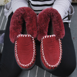 冬季保暖棉鞋女韩版平底包子小黑鞋雪地靴豆豆鞋女加绒短靴加厚棉