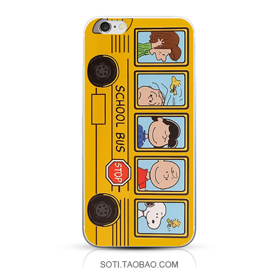 韩国插画黄色巴士 苹果5s iphone6 plus超薄全包边软壳