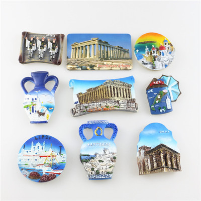 【跨国坊冰箱贴】希腊爱琴海树脂家居饰品地中海欧洲旅游纪念品