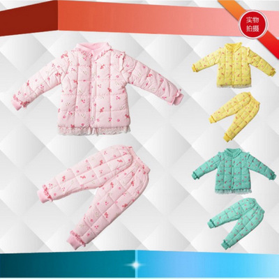 新款儿童棉衣套装 女童冬装保暖衣 女宝宝内胆套装 棉袄加厚套装