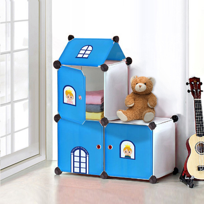 圣若瑞斯儿童房组合收纳柜衣物玩具整理柜卡通城堡简易塑料储物柜