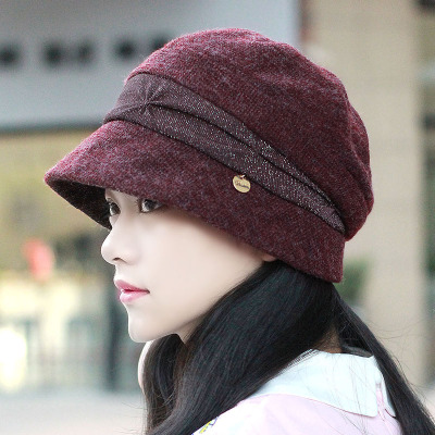 春季帽子韩版女帽盆帽渔夫帽短沿帽呢帽时装帽可折叠帽护耳保暖帽