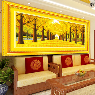 正品蒙娜丽莎精准印花十字绣黄金满地全景最新款客厅大幅风景2米