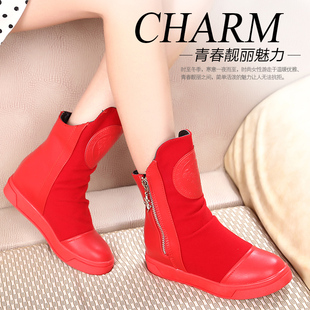 2015韩版新款专柜正品女靴平跟马丁靴雪地靴女中筒靴明星同款包邮