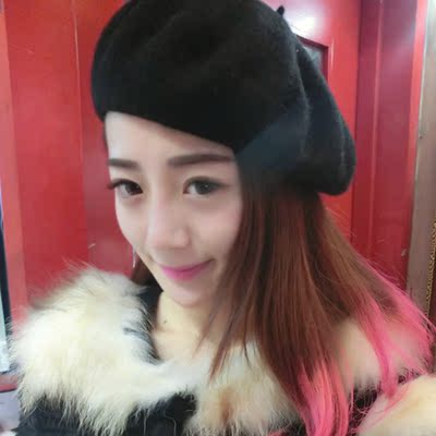 羊毛呢冬季帽子女士秋冬贝雷帽 冬天款韩版潮时尚画家帽韩国女帽
