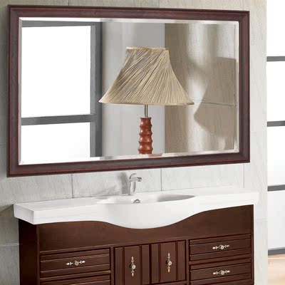 新款开放漆实木浴室镜 中式 防水镜 五星级酒店镜子美式 浴室镜