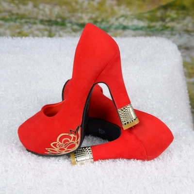 2015春秋新款婚鞋红色水晶高跟新娘鞋结婚鞋子婚纱鞋中式婚礼鞋