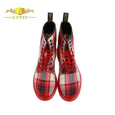 香港GUTSY帆布情侣靴1460英伦红白色格子8孔正品短靴女靴马丁靴