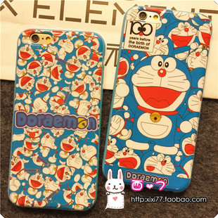 哆啦A梦~机器猫超萌 iPhone6plus6p+手机壳苹果iPhone6硅胶手机壳
