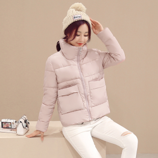 实拍灰色链条粉色2016冬新款韩版修身羽绒服短款女士棉衣服小外套