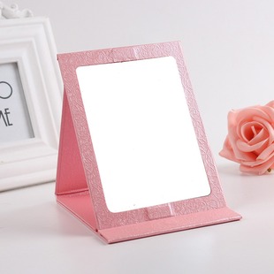 韩国新款粉红色便携折叠化妆镜随身小镜子可DIY纸镜一个也包邮