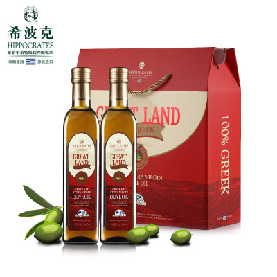 希波克橄榄油 希腊进口特级初榨橄榄油500ml*2 食用橄榄油礼盒装