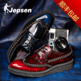 Jepsen/吉普森 新款男鞋 A1323 欧美朋克铆钉雕花鞋 潮流休闲皮鞋