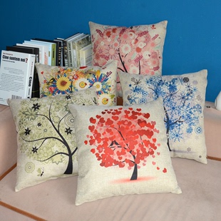 棉麻植物花卉系列抱枕靠垫套客厅沙发抱枕背靠腰垫办公室座椅靠垫