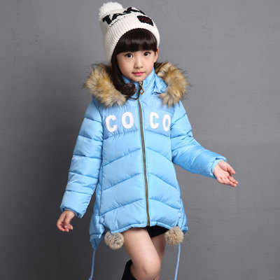 韩版女童冬款连帽棉服中长款外套儿童羽绒棉衣