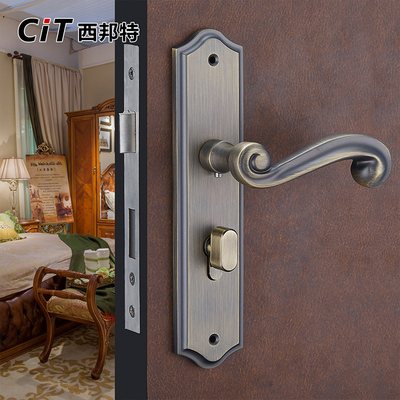 现代简约美欧式卧室房门锁三件套执手青古铜复古室内防盗实木门锁
