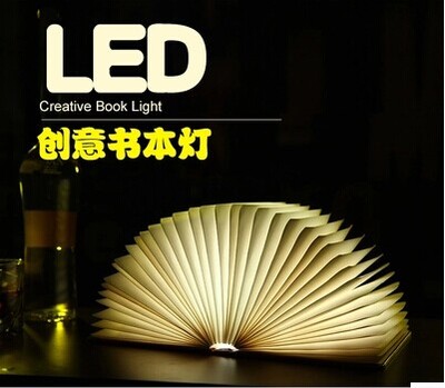 包邮 创意翻页四色书本灯USB充电LED装饰床头台灯折叠书灯小夜灯