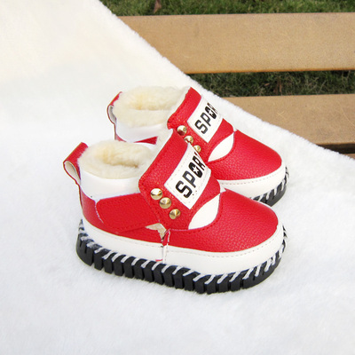 新款加绒婴儿学步鞋 男童宝宝鞋女童保暖鞋软底皮鞋0-1-3岁童鞋