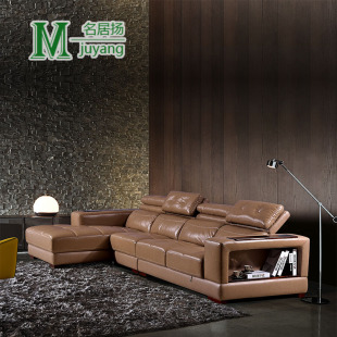 名居扬现代简约休闲中厚真皮沙发客厅组合转角沙发头层牛皮质沙发