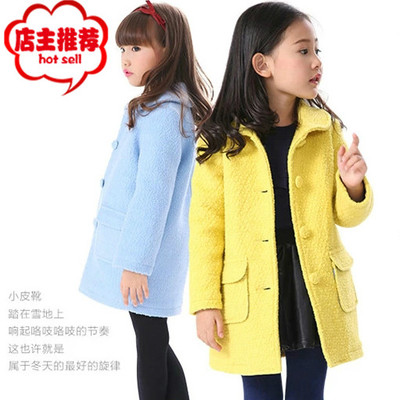 2015新款童装女童冬装外套大童女装秋冬季加厚韩版羊毛毛呢子大衣