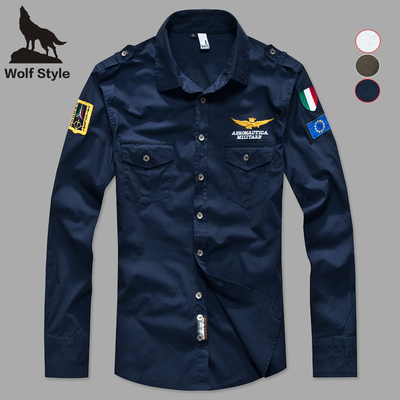 包邮军旅工装男式衬衣 空军一号长袖衬衫 男士长袖韩版修身衬衣