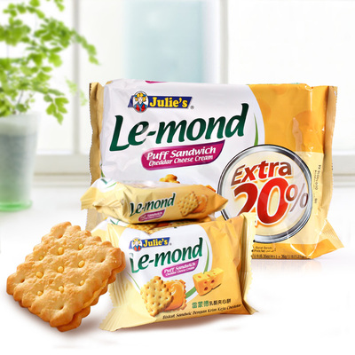 马来西亚进口休闲零食品朱蒂丝雷蒙德乳酪味/芒果味夹心饼干180g