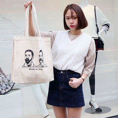 韩版印花马克思头像 原创手工自制单肩男女士帆布包袋文艺环保袋