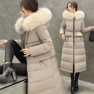 2015冬装新款韩版大狐狸毛领羽绒衣过膝长款加厚羽绒服女修身外套