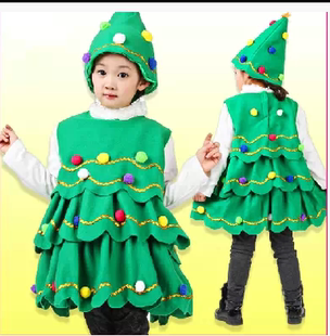 儿童圣诞节服装女圣诞树表演服化妆舞会春节元旦喜庆舞蹈演出服