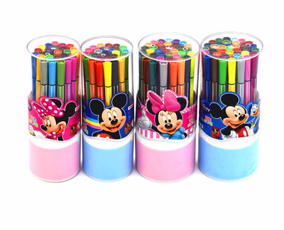 正品迪士尼36色桶装安全无毒可洗水彩笔儿童学生画画笔包邮