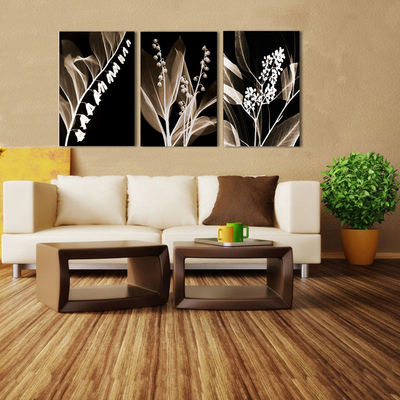 客厅装饰画现代沙发背景墙挂画简约无框壁画欧式抽象透明花卉单幅