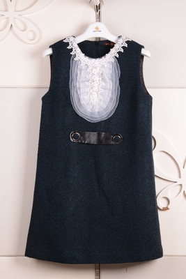 2015冬季新款茜雅朵朵专柜正品无袖圆领连衣裙女装1154DL021原399