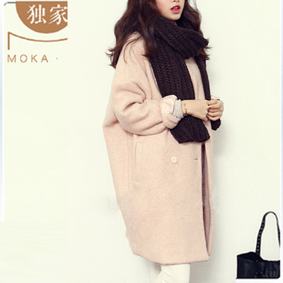 韩国冬加厚大码中长款毛呢外套女装宽松呢子茧型韩版羊毛尼大衣女