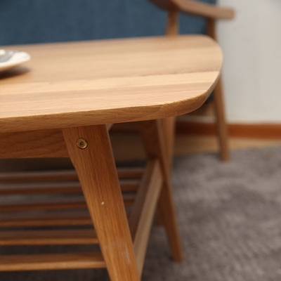 北欧宜家简约原木桌子咖啡桌小户型白橡实木家具长方形圆角茶几