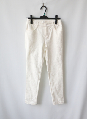 特专柜品牌订单客供纹理面料质地超好通勤OL甜美9分裤长裤白色