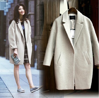 2015秋冬新款西装领韩版茧型呢子大衣中长款加厚毛呢外套西服女潮