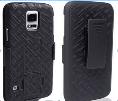 新款 三星I9600外壳 双面背夹草席纹磨砂手机保护壳 S5腰夹手