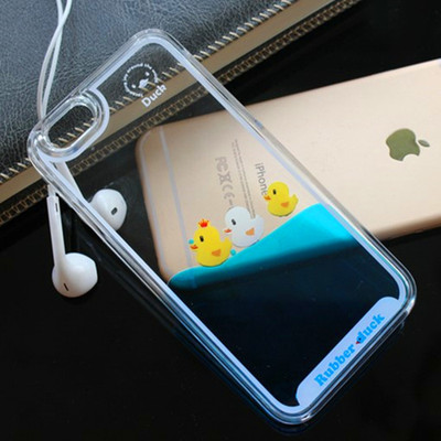 苹果iPhone6 plus游动小鸭子手机壳 5s流动蓝色液体流沙5.5保护套