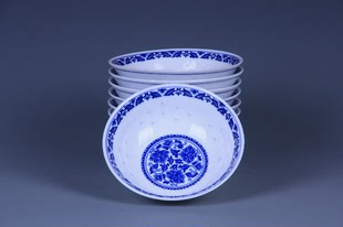 景德镇6寸青花陶瓷器面碗吃饭碗米饭碗汤碗家用中式餐具套装八个