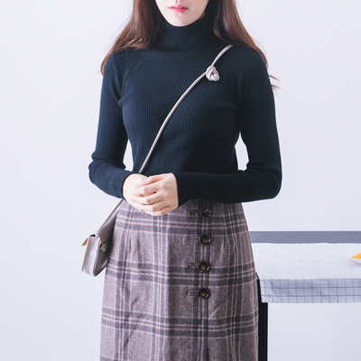 Monkey Style / 韩版高领毛衣打底衫女长袖套头修身显瘦针织衫