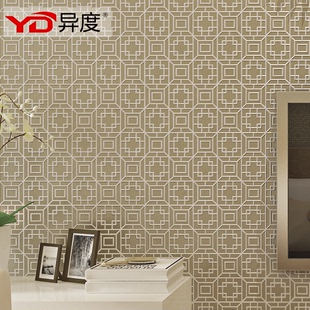 3D立体现代中式风墙纸 环保无纺布墙纸 卧室客厅电视背景墙壁纸