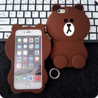 2016布朗熊Line小熊iPhone6 plus手机壳软硅胶套5S苹果6保护套情