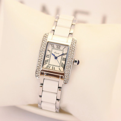 手表女表石英款式韩版方形潮流手链表简约白色防水陶瓷手表
