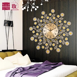 恋妆钟表挂钟客厅现代创意金色壁钟铁艺餐厅卧室装饰静音石英钟