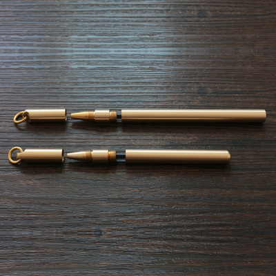 纯黄铜笔 匠心手工中性水性笔 复古金属签字笔 EDC工具 创意铜笔